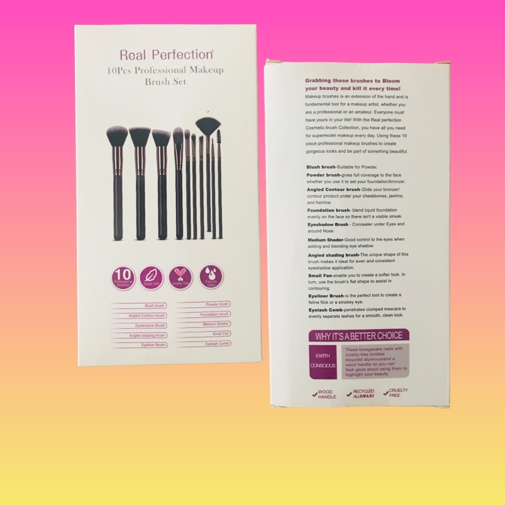 Real Perfection 10 pcs Professional Makeup Brush Set🔺🔻🔺🔻🔺🔻🔺🔻